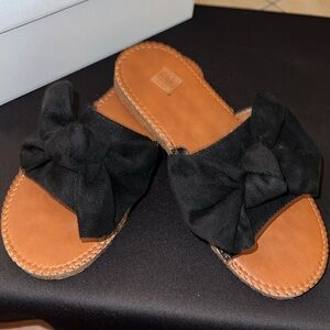 New Women's Black Bow Sandals